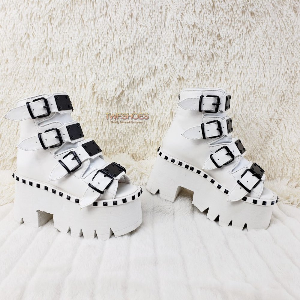 White Ashes Goth Punk Platform Sandal Shoes - Picture 12 of 14